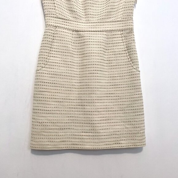 JUICY COUTURE Dash Dress Cream Ivory w/ Beige Nude Gold Embroidered Sheath Dress - Picture 4 of 16